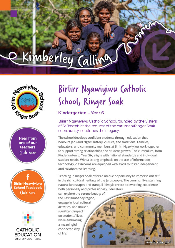 Birlirr Ngawiyiwu Catholic School RINGER SOAK - Kimberley Calling flyer