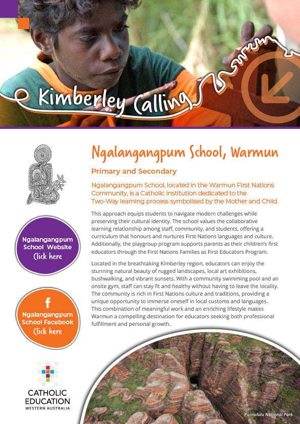 Ngalangangpum School WARMUN - Kimberley Calling flyer