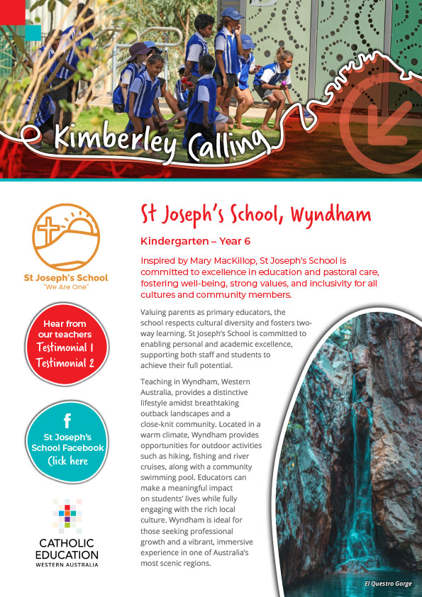 St Joseph’s Primary School WYNDHAM - Kimberley Calling flyer