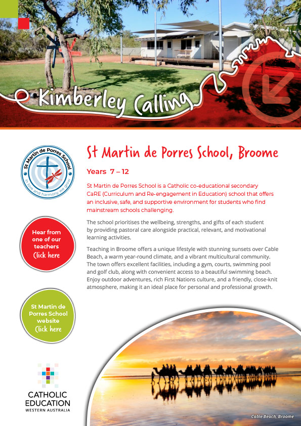 St Martin de Porres BROOME - Kimberley Calling flyer