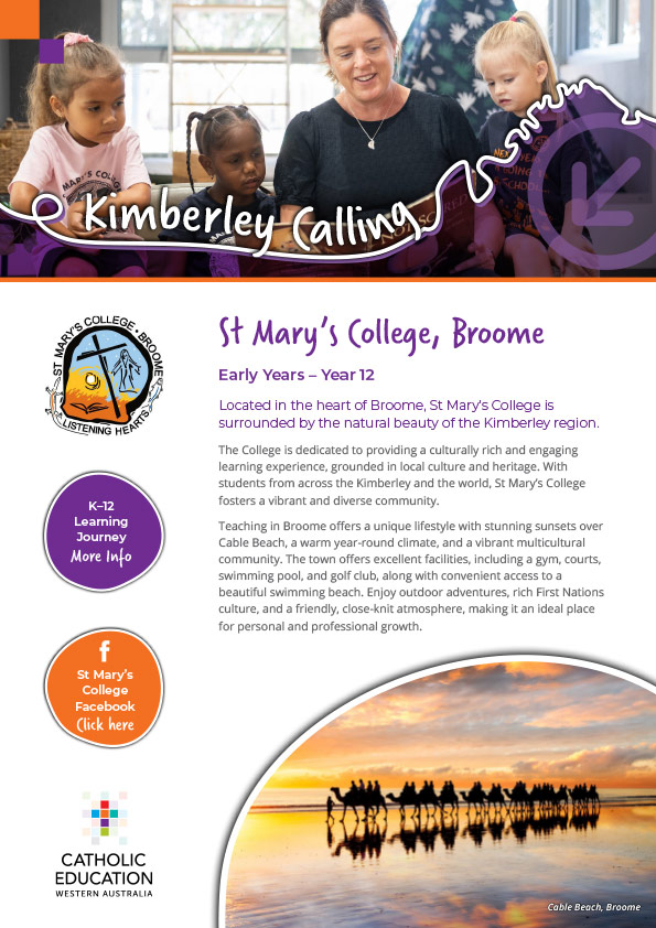 St Mary’s College BROOME - Kimberley Calling flyer